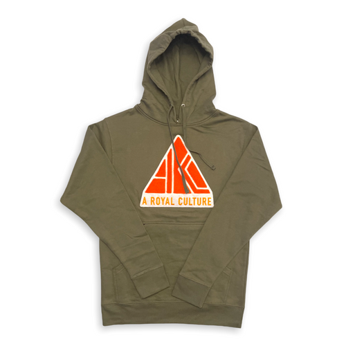 Chenille Patch Logo Hoodie Army Green/Orange